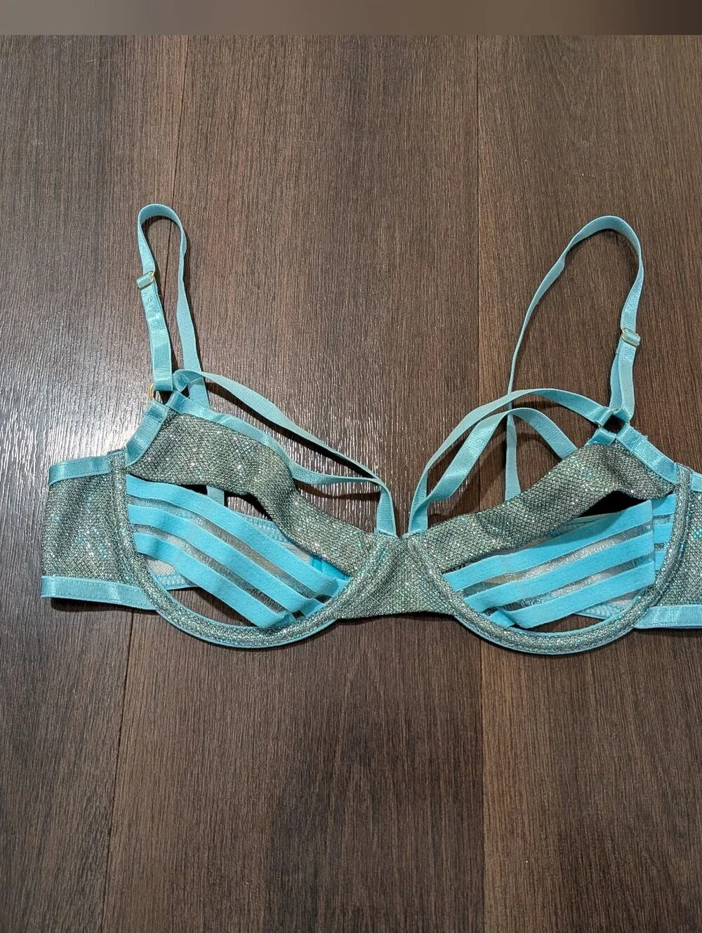 Roma Confidential sz. S teal strappy glitter bra
